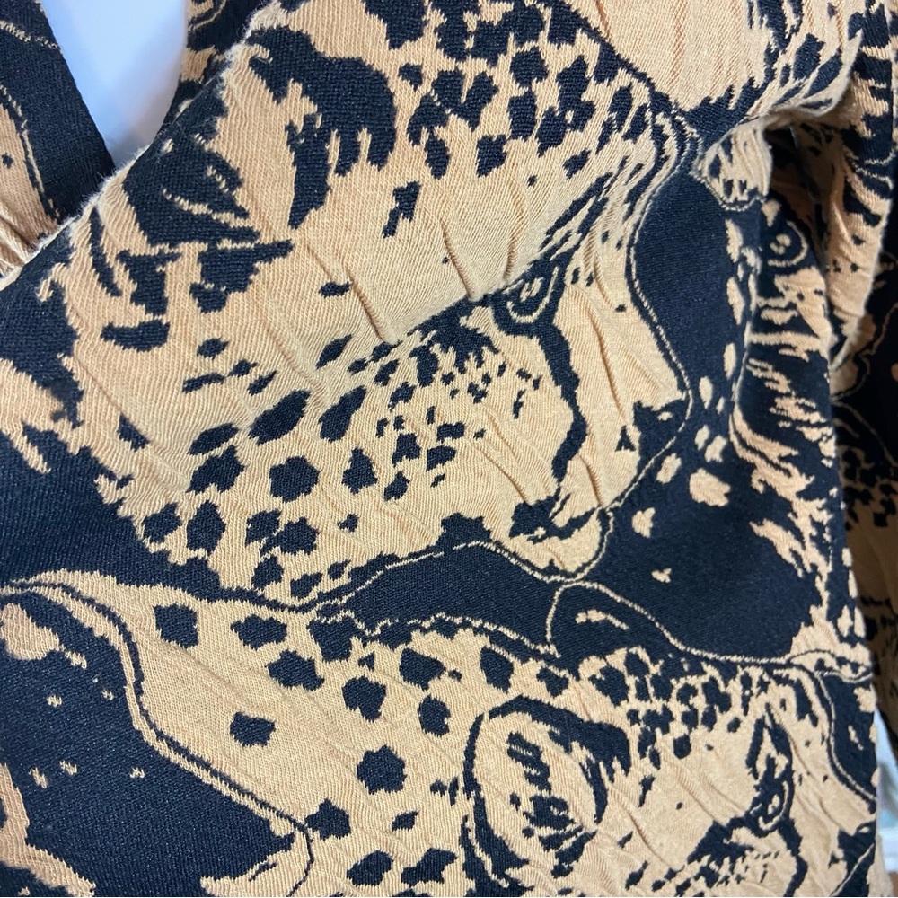 Chico's Sz 2 Cheetah Animal Print Jacquard Cardigan Duster Sweater Leopard Large - Picture 8 of 14